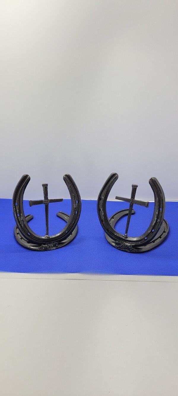 Rustic Horseshoe Bookends Set Western Cowboy Cast Iron Metal Ranch Decor